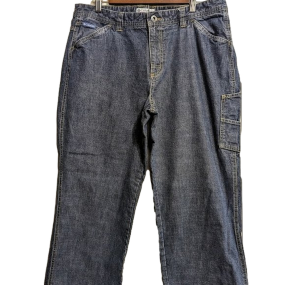 COLUMBIA BLUE DENIM LOOSE CAPRI JEANS WOMANS SZ 14
